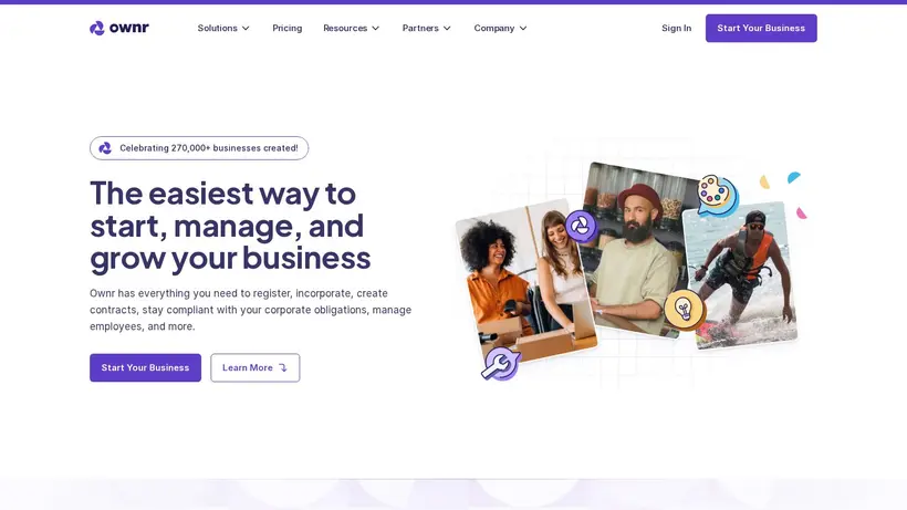 Ownr homepage screenshot