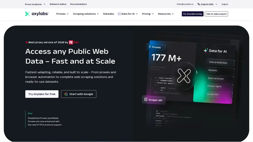 Oxylabs homepage screenshot