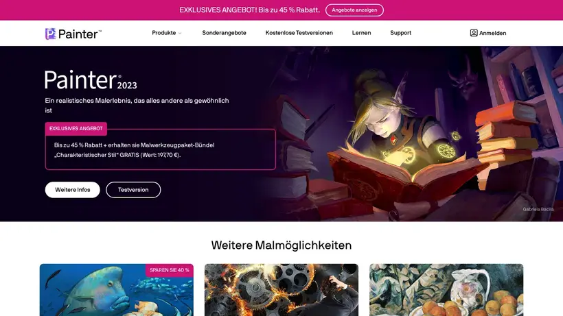 Painter Artist homepage screenshot