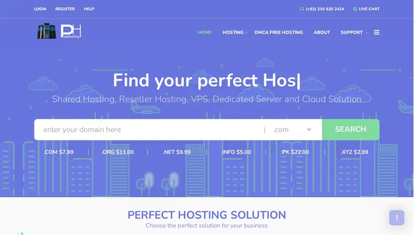 Paki Hosting homepage screenshot