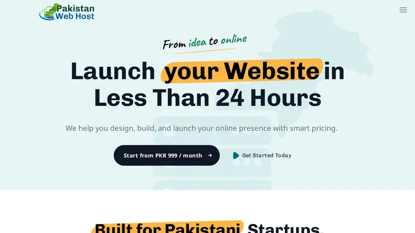 Pakistan Web Host homepage screenshot