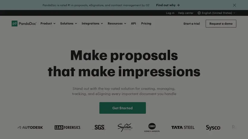 Panda Doc homepage screenshot
