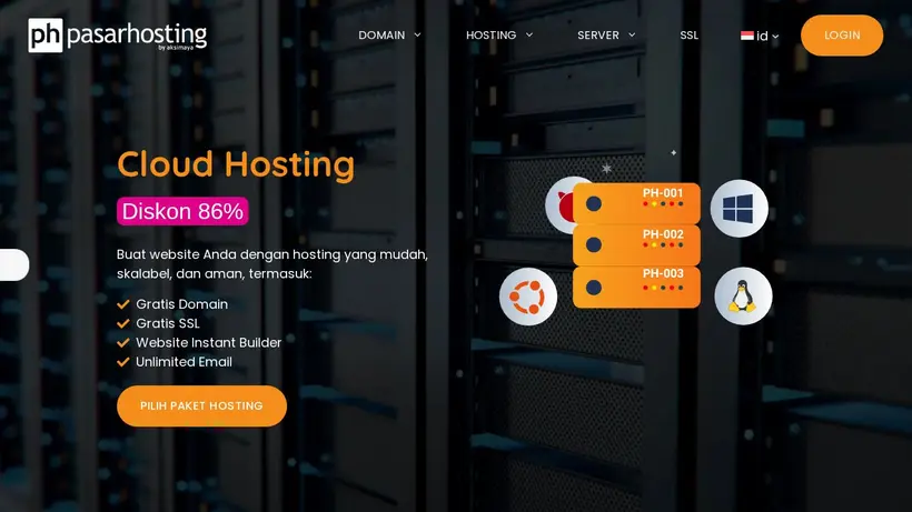 Pasar Hosting homepage screenshot