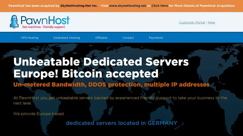 Pawnhost homepage screenshot