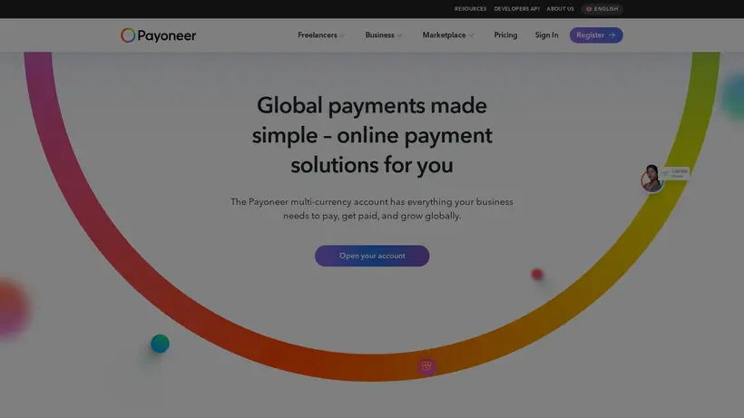 Payoneer homepage screenshot