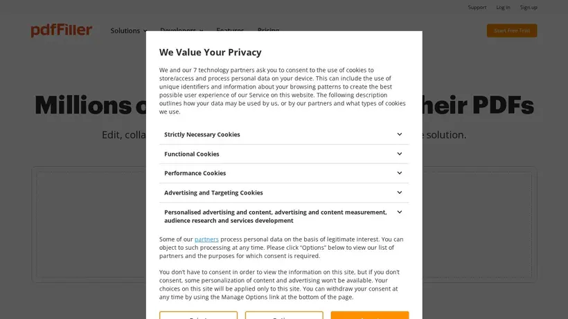 Pdf Filler homepage screenshot
