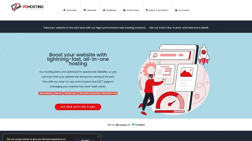 PD Hosting homepage screenshot