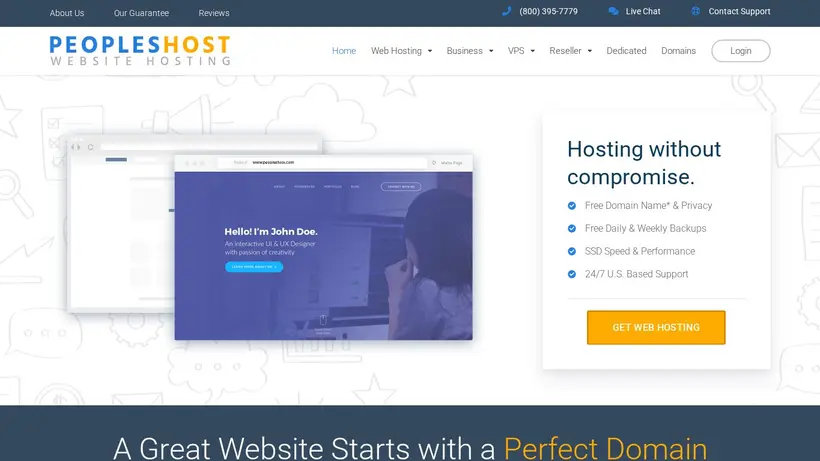 PeoplesHost homepage screenshot