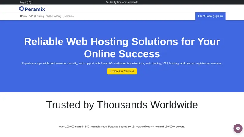 Peramix homepage screenshot