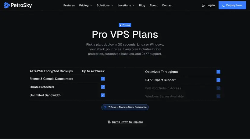 Petro Sky homepage screenshot