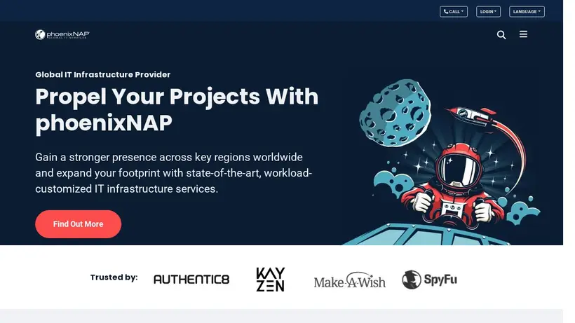 PhoenixNAP homepage screenshot