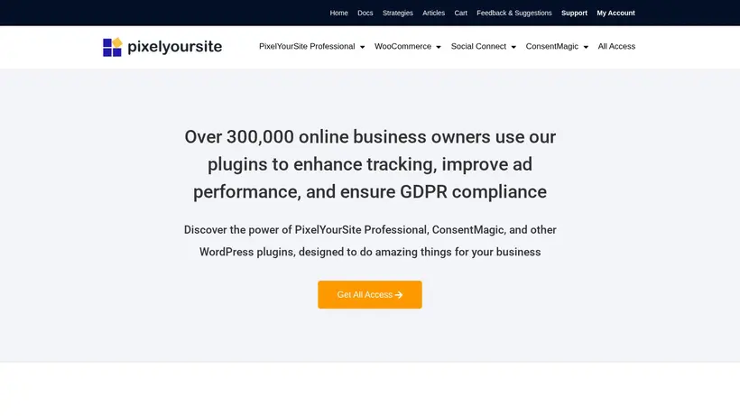 Pixel Your Site homepage screenshot