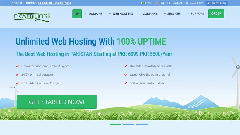 PK Web Host homepage screenshot