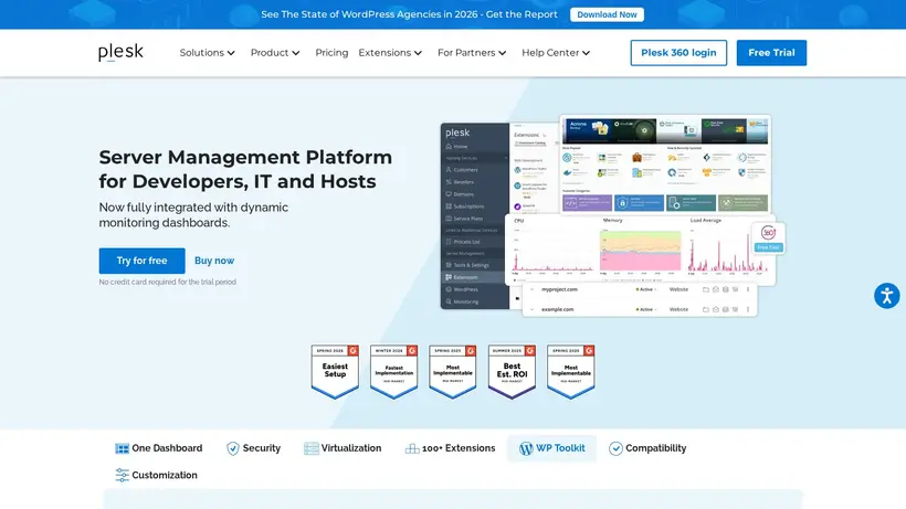 Plesk homepage screenshot