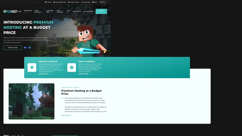 Plox Host homepage screenshot