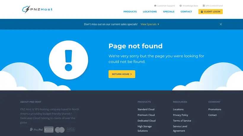 PNZHost homepage screenshot