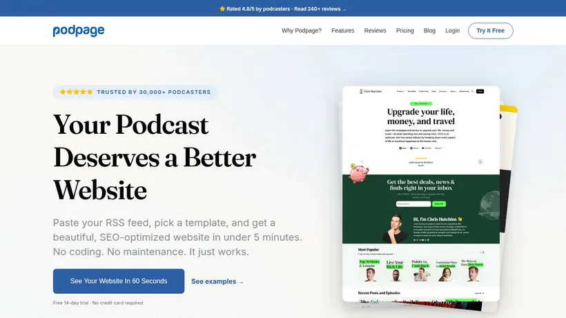 Podpage homepage screenshot