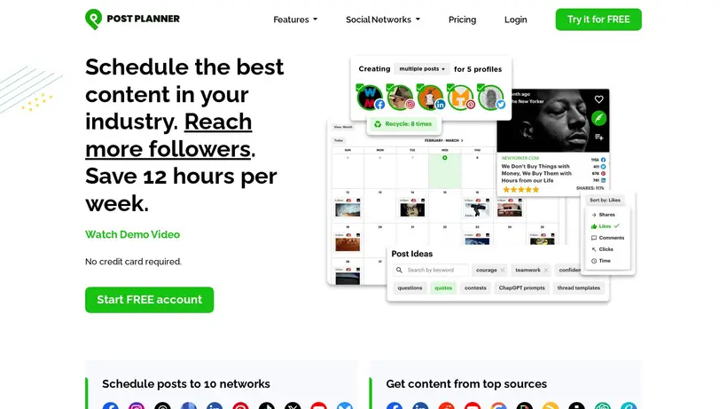 Post Planner homepage screenshot