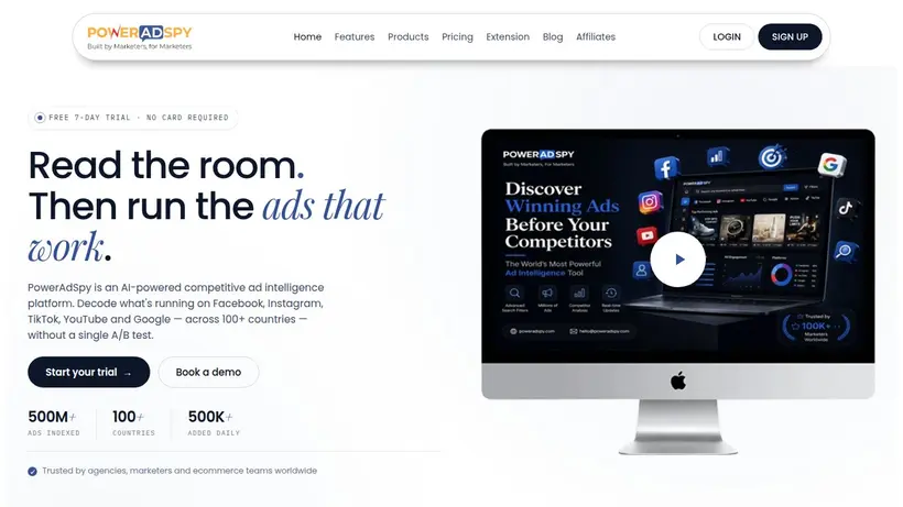 Power Adspy homepage screenshot
