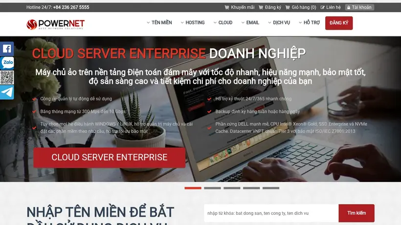 Powernet homepage screenshot