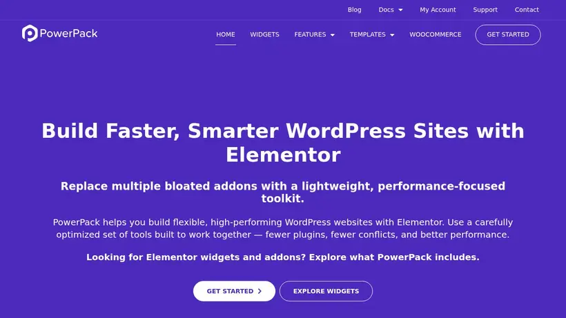 PowerPack for Elementor homepage screenshot