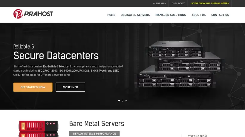 PraHost homepage screenshot