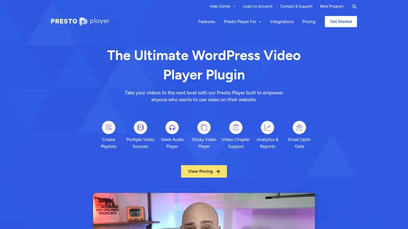Presto Player homepage screenshot