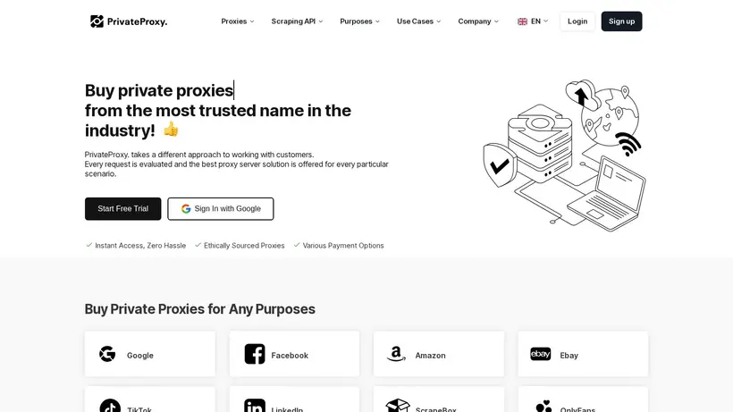 Private Proxy homepage screenshot