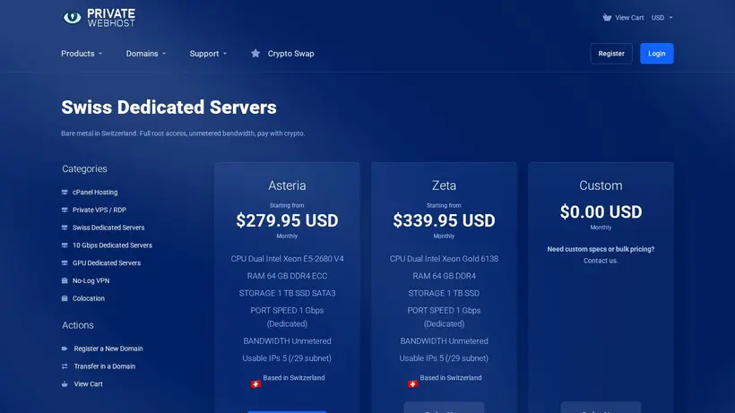 Private Web homepage screenshot