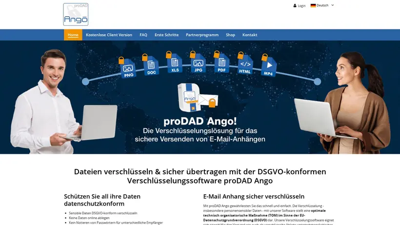 Prodad Ango homepage screenshot