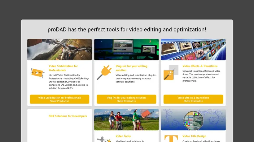 Prodad homepage screenshot