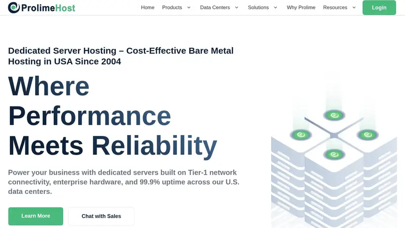 ProlimeHost homepage screenshot