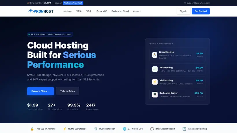 Prow Host homepage screenshot
