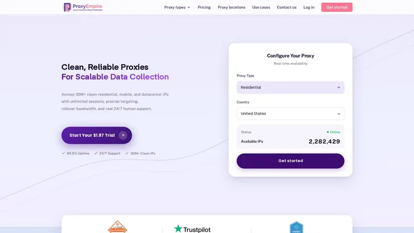 Proxy Empire homepage screenshot