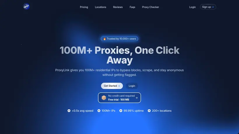 Proxy Link homepage screenshot