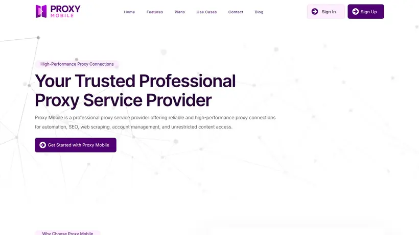 ProxyMobile homepage screenshot