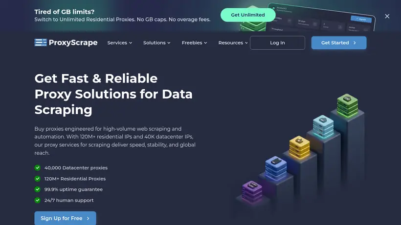 Proxy Scrape homepage screenshot