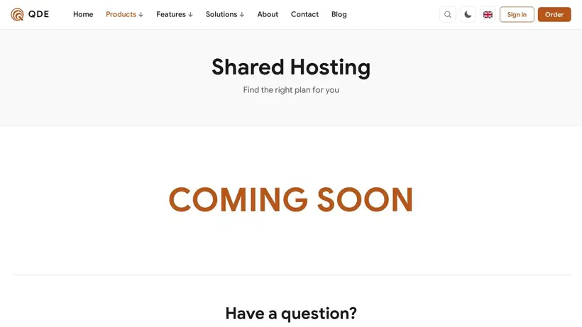Qde homepage screenshot