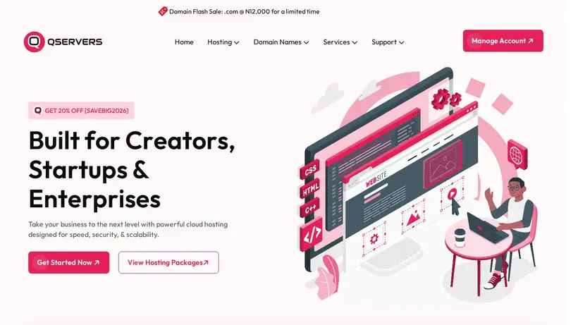 QServers homepage screenshot