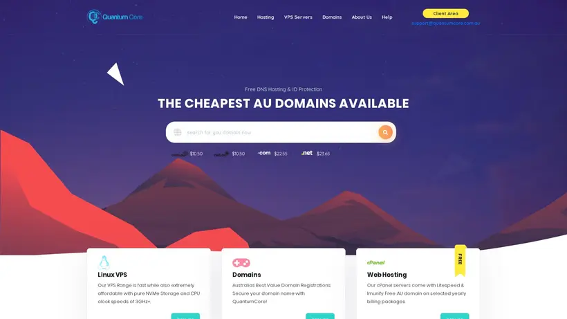 Quantum Core homepage screenshot