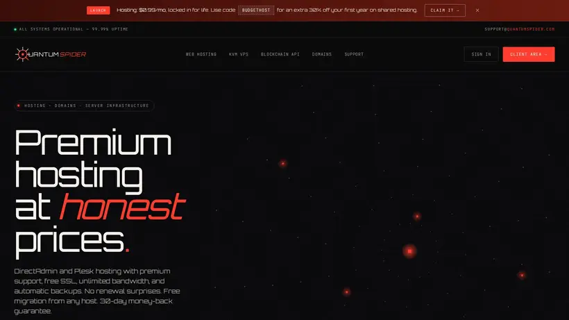 Quantum Spider homepage screenshot