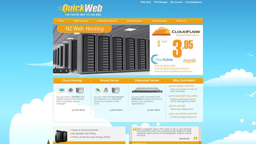 Quick Web NZ homepage screenshot