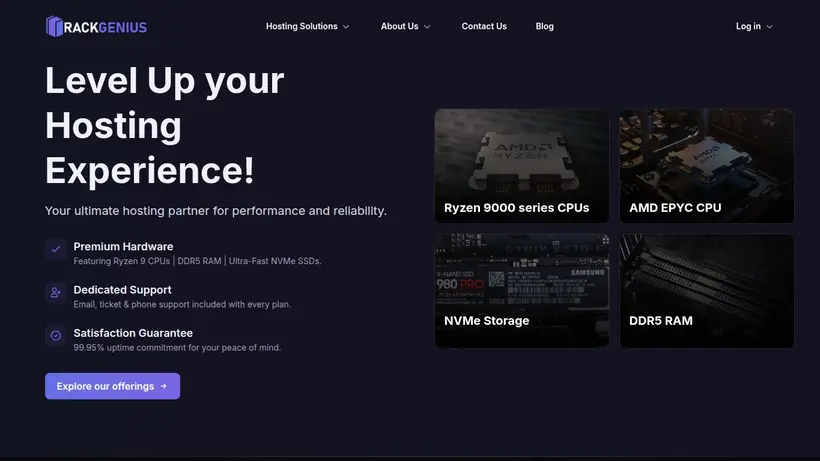 Rack Genius homepage screenshot