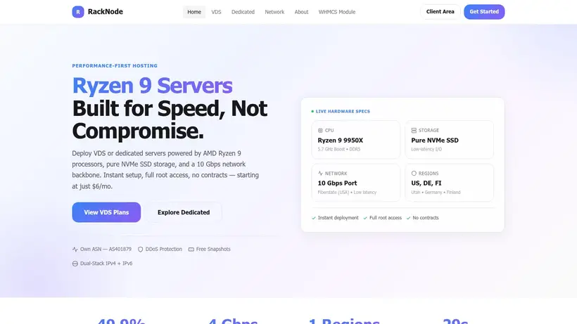 Rack Node homepage screenshot