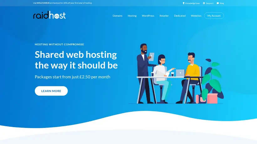 Raid Host UK homepage screenshot