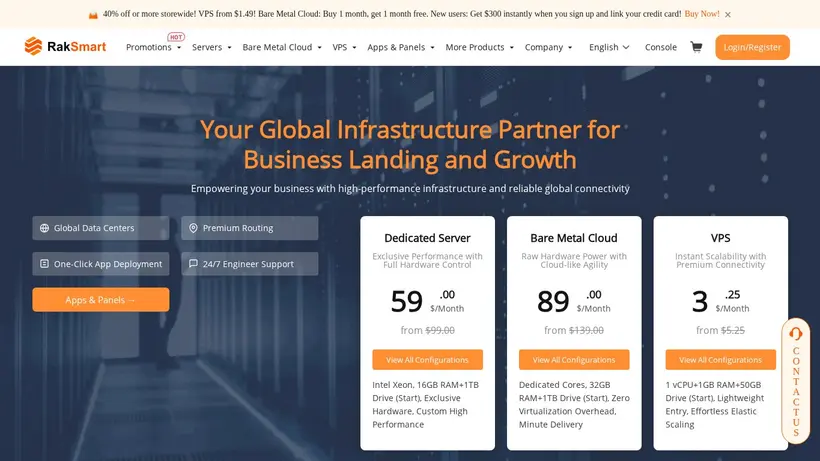 RAKsmart homepage screenshot