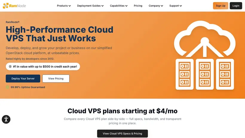 RamNode homepage screenshot
