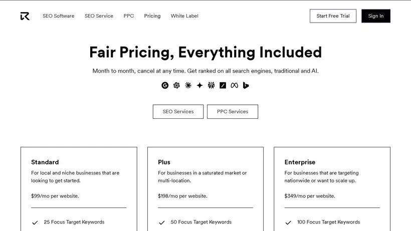 Ranked homepage screenshot