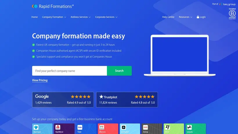 Rapid Formations homepage screenshot
