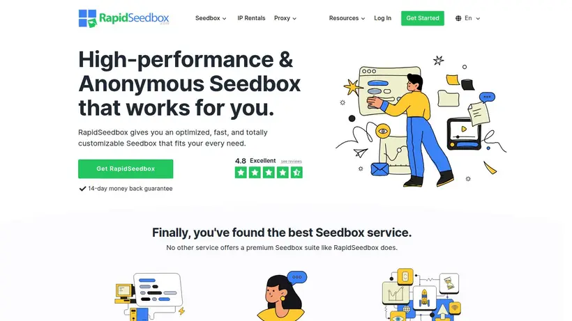 Rapid Seed box homepage screenshot